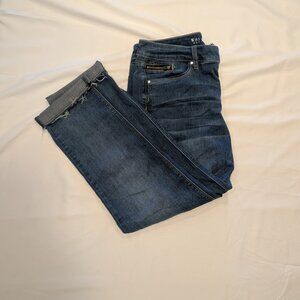 White house black market size 6 cuffed skinny blue jeans
